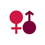 A red vector drawing of the male and female gender symbols