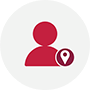 A red vector drawing of a simplified person with a location pin next to them