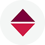 A flat burgundy icon of two triangles forming a diamond